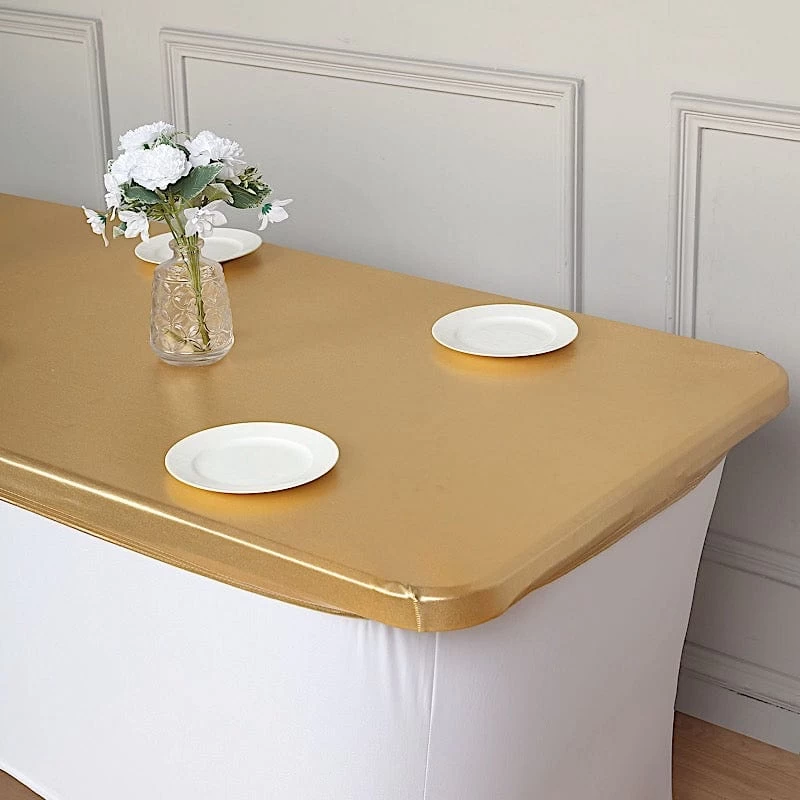 6 Feet Metallic Fitted Spandex Rectangular Table Top Cover - Image 6