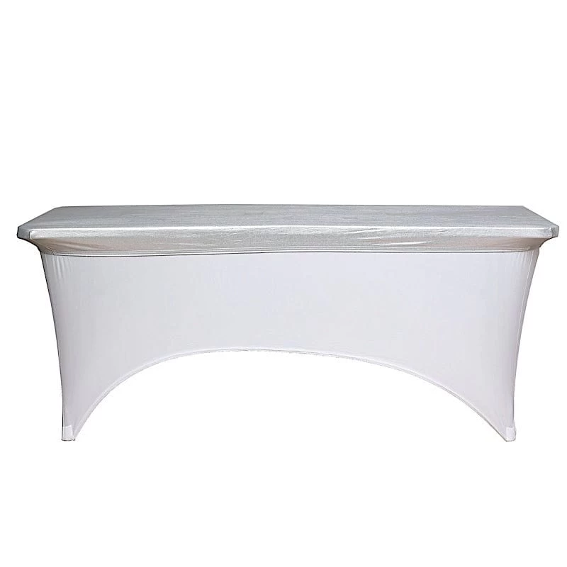 6 Feet Metallic Fitted Spandex Rectangular Table Top Cover - Image 18