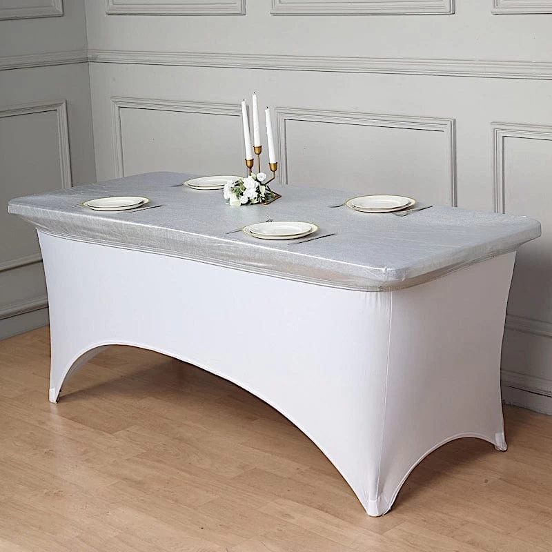 6 Feet Metallic Fitted Spandex Rectangular Table Top Cover - Image 16
