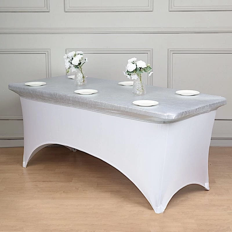 6 Feet Metallic Fitted Spandex Rectangular Table Top Cover - Image 10