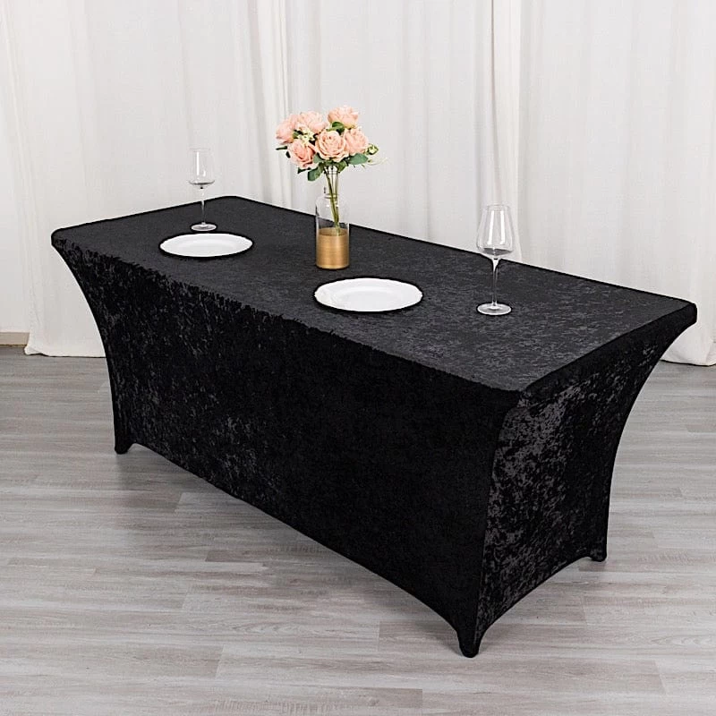6 Feet Crushed Velvet Rectangular Tablecloth Fitted Table Cover - Image 14