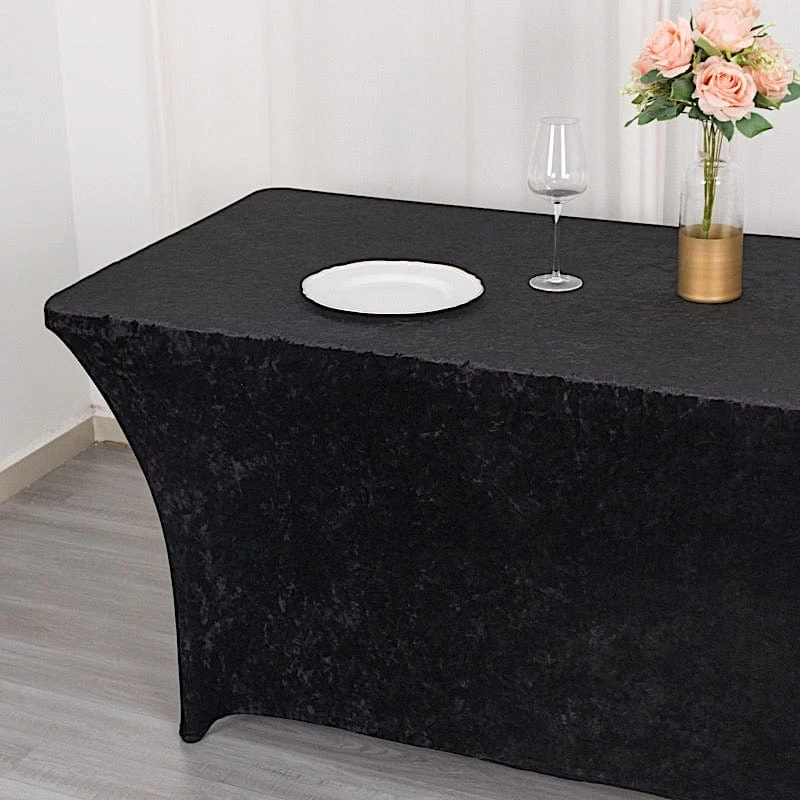 6 Feet Crushed Velvet Rectangular Tablecloth Fitted Table Cover - Image 20