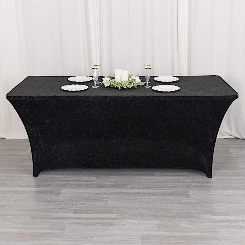 6 Feet Crushed Velvet Rectangular Tablecloth Fitted Table Cover - Image 17
