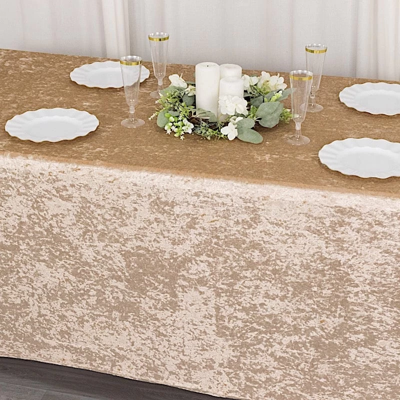 6 Feet Crushed Velvet Rectangular Tablecloth Fitted Table Cover - Image 7