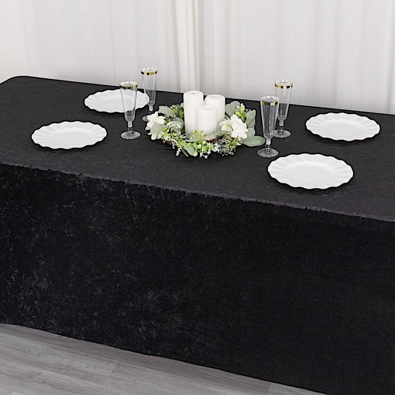 6 Feet Crushed Velvet Rectangular Tablecloth Fitted Table Cover - Image 19