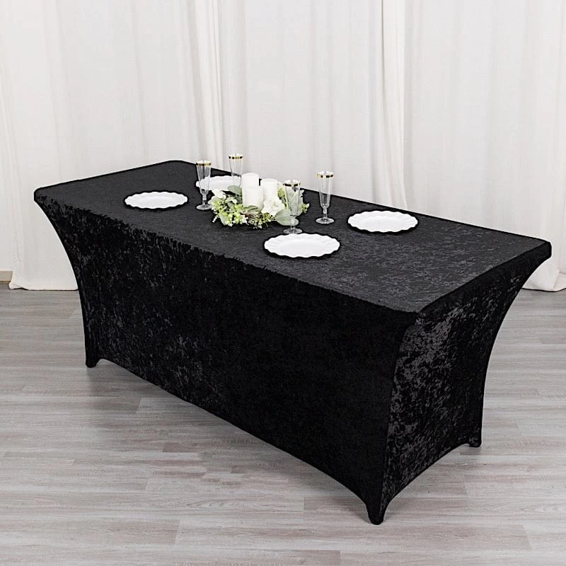 6 Feet Crushed Velvet Rectangular Tablecloth Fitted Table Cover - Image 18