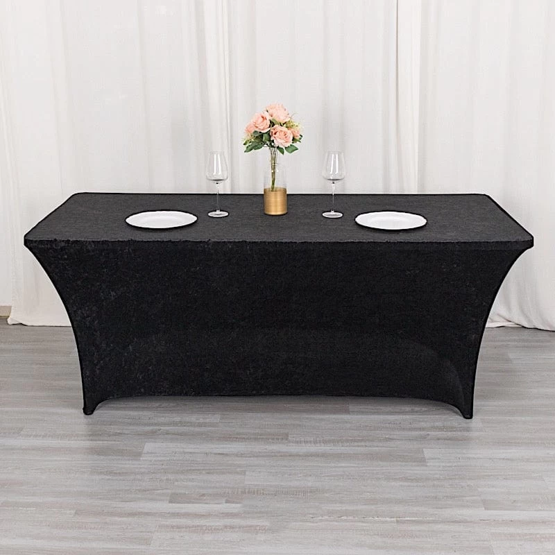 6 Feet Crushed Velvet Rectangular Tablecloth Fitted Table Cover - Image 13
