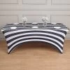 8 Ft Black And White Striped Fitted Premium Spandex Rectangular Tablecloth