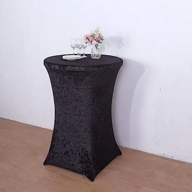 Round Fitted Cocktail Table Cover Crushed Velvet Tablecloth - Image 13