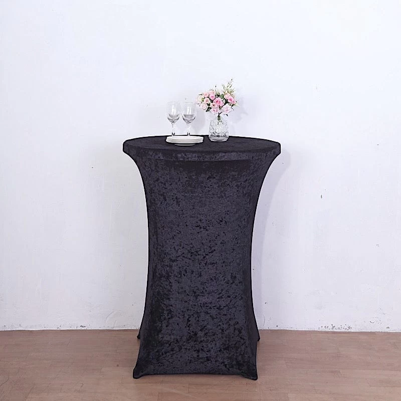 Round Fitted Cocktail Table Cover Crushed Velvet Tablecloth - Image 11