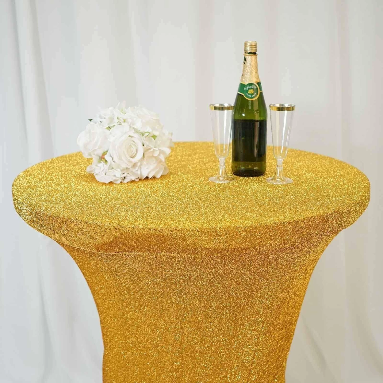 Metallic Fitted Spandex Cocktail Tablecloth - Image 2