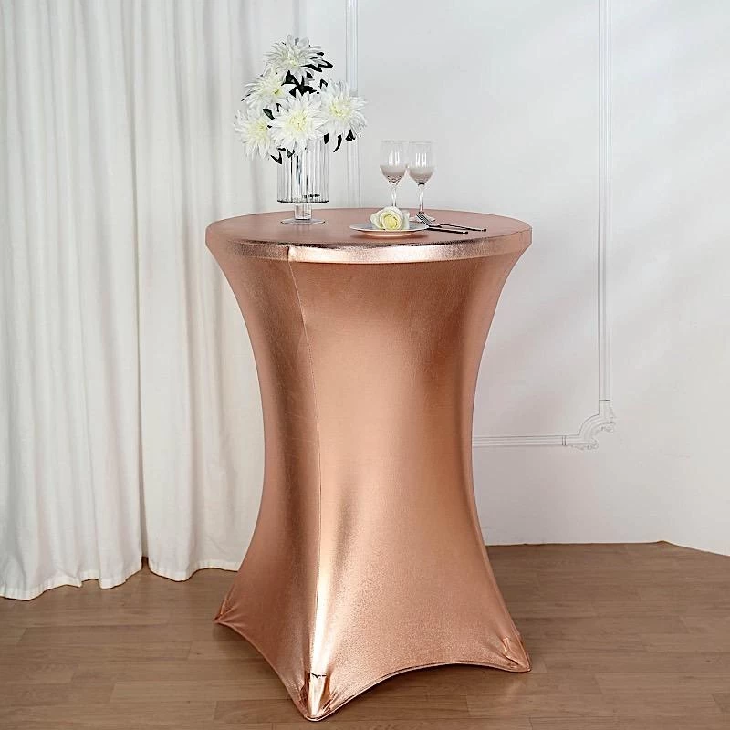 Metallic Premium Cocktail Table Cover Fitted Spandex Tablecloth - Image 2