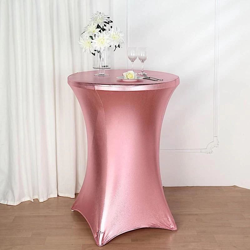 Metallic Premium Cocktail Table Cover Fitted Spandex Tablecloth - Image 12