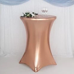 Metallic Premium Cocktail Table Cover Fitted Spandex Tablecloth