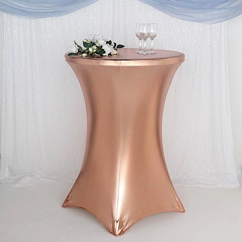 Metallic Premium Cocktail Table Cover Fitted Spandex Tablecloth