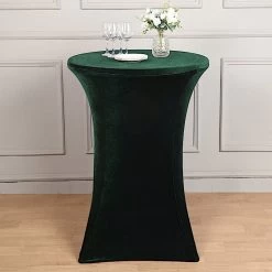 Round Fitted Cocktail Table Cover Premium Velvet Tablecloth