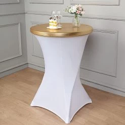 Round Fitted Metallic Spandex Cocktail Table Top Cover