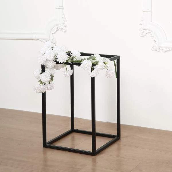 2 Pcs 12 In Tall Matte Metal Geometric Rectangular Stands Flower Vase Holders - Image 16