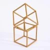 2 Pcs Gold Matte Metal Geometric Square Stands Flower Vase Holders