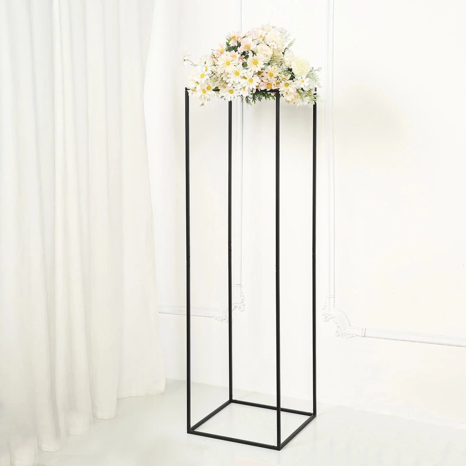 2 Rectangular 48 In Tall Metal Geometric Flower Stands Centerpieces - Image 14