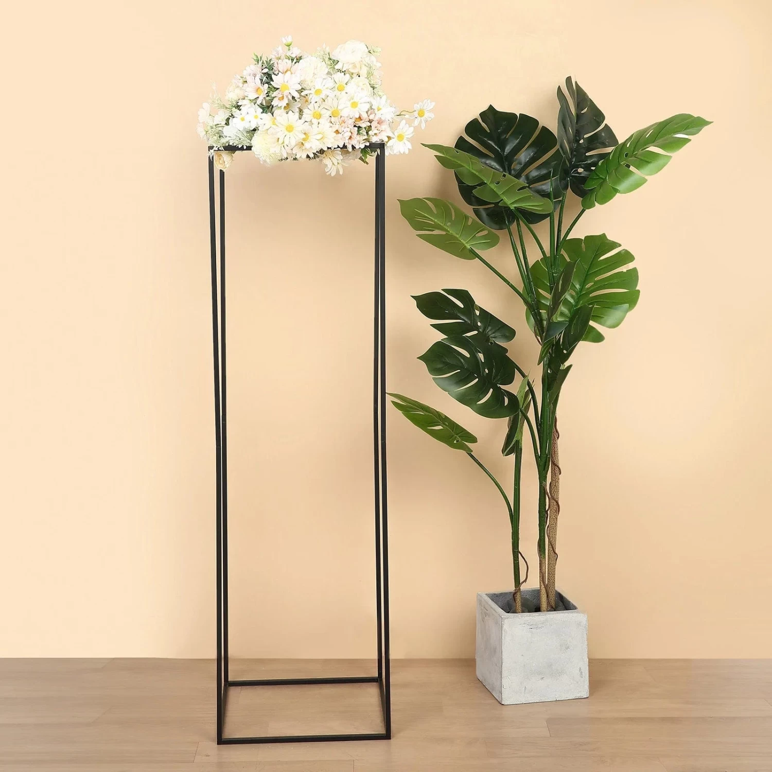 2 Rectangular 48 In Tall Metal Geometric Flower Stands Centerpieces - Image 17