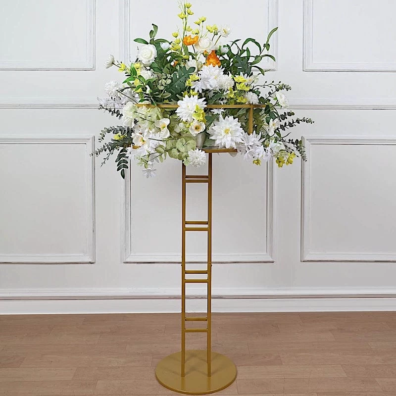 Gold 46 In Tall Round Top Metal Floral Riser Display Stand Centerpiece - Image 6