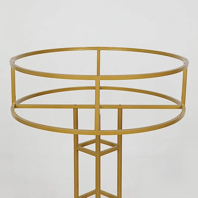 Gold 46 In Tall Round Top Metal Floral Riser Display Stand Centerpiece - Image 8