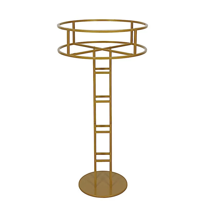 Gold 46 In Tall Round Top Metal Floral Riser Display Stand Centerpiece - Image 9