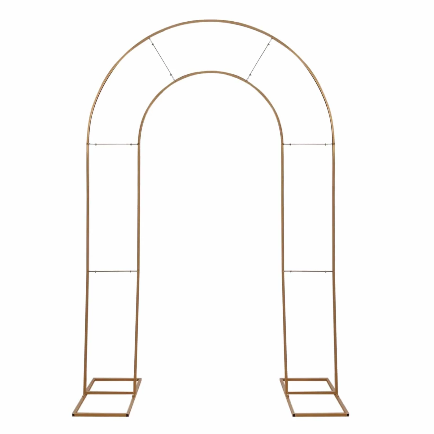 Gold 8 Feet Metal Floral Display Frame Round Top Double Arch Backdrop Stand - Image 8