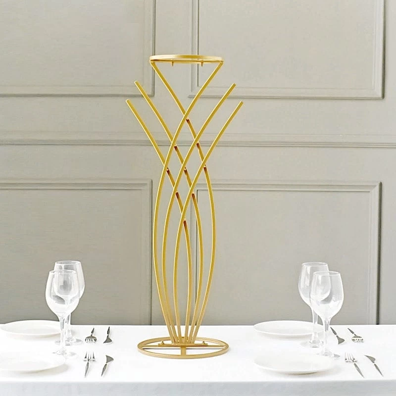 Gold Metal Flower Display Stand Mermaid Tail Design Centerpiece - Image 10
