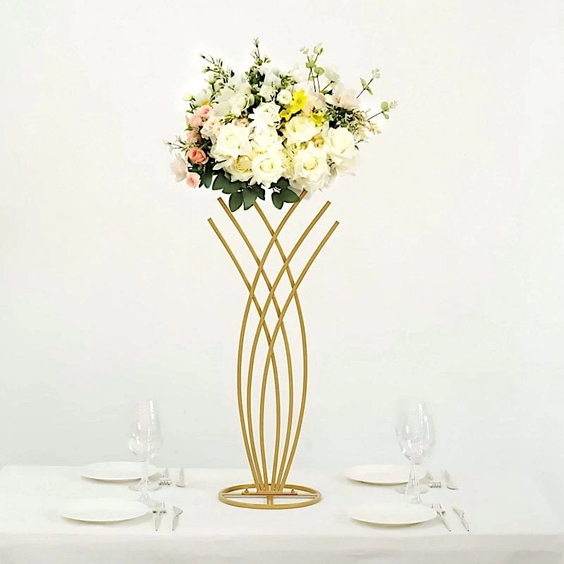 Gold Metal Flower Display Stand Mermaid Tail Design Centerpiece
