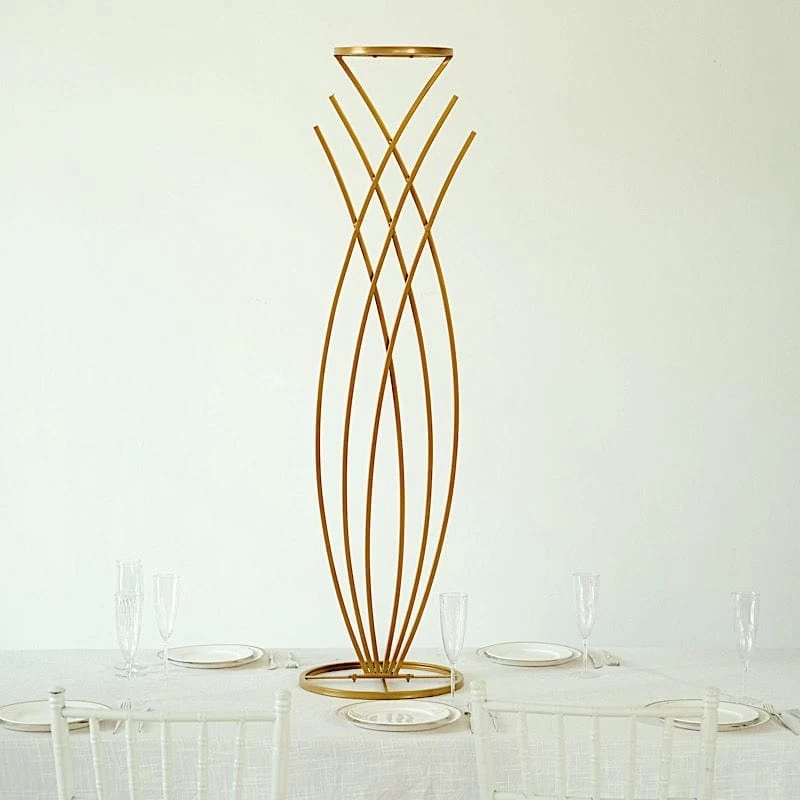 Gold Metal Flower Display Stand Mermaid Tail Design Centerpiece - Image 12