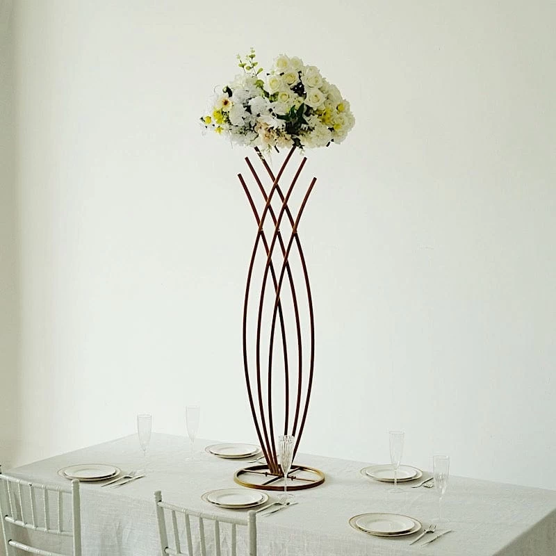 Gold Metal Flower Display Stand Mermaid Tail Design Centerpiece - Image 14