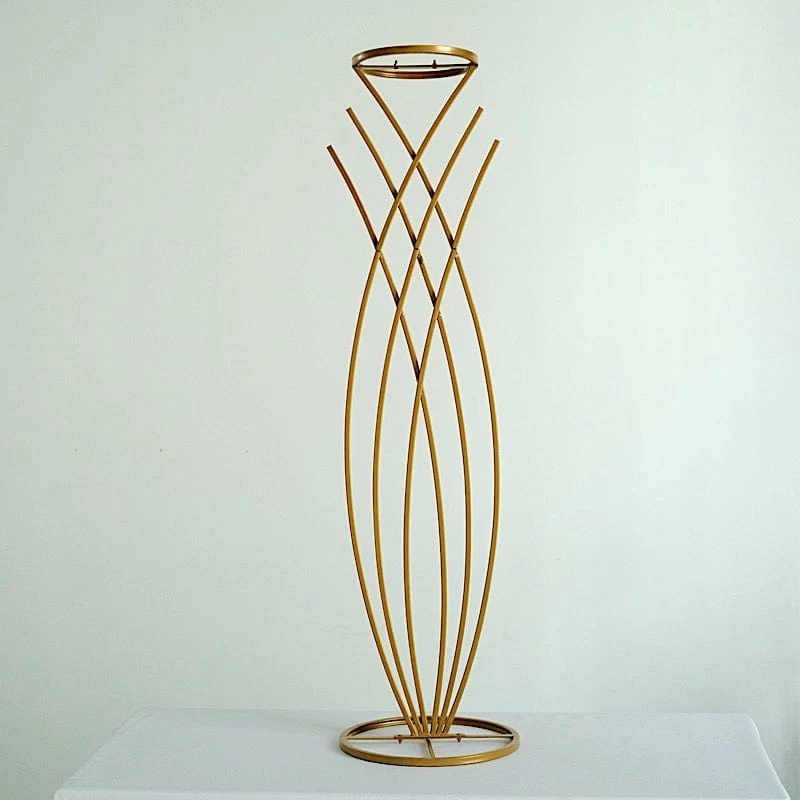 Gold Metal Flower Display Stand Mermaid Tail Design Centerpiece - Image 19