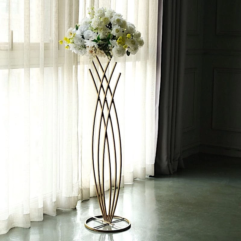 Gold Metal Flower Display Stand Mermaid Tail Design Centerpiece - Image 15