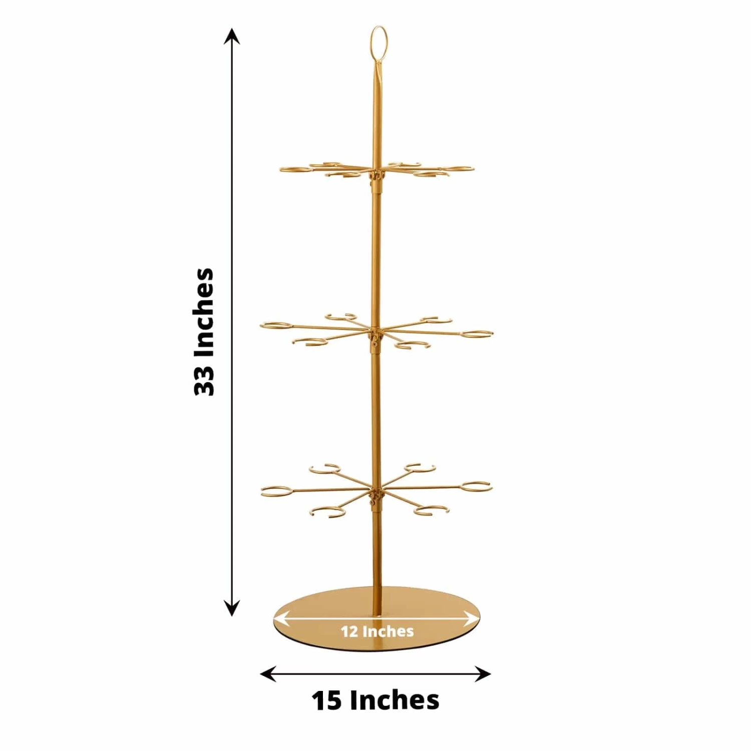 33" Gold 3-Tier Metal Wine Glass Display Stand Champagne Flute Holder Tree - Image 5