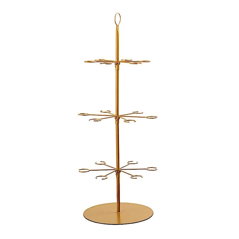 33" Gold 3-Tier Metal Wine Glass Display Stand Champagne Flute Holder Tree - Image 9