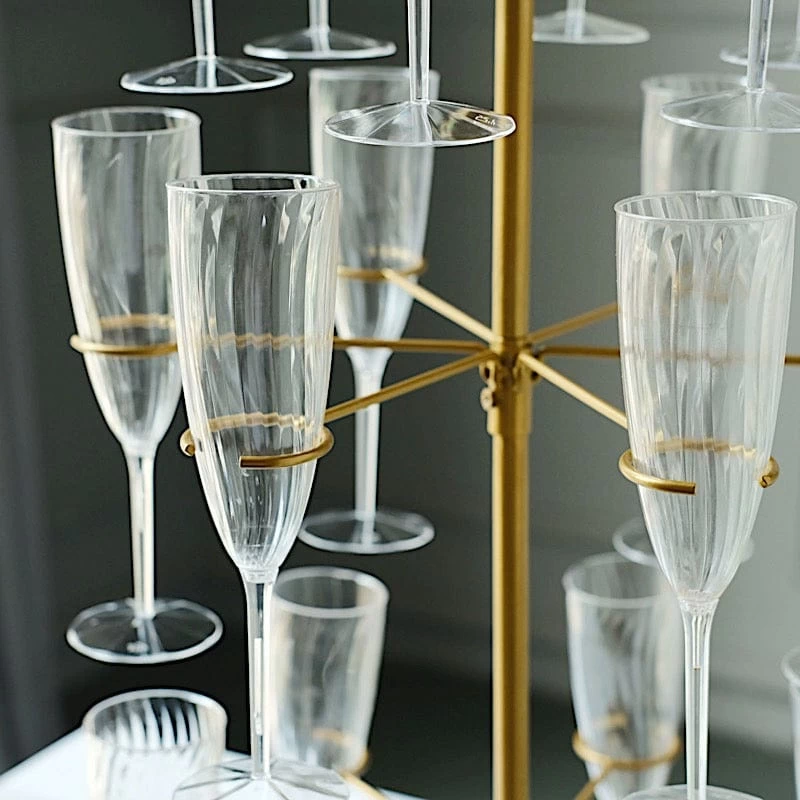 33" Gold 3-Tier Metal Wine Glass Display Stand Champagne Flute Holder Tree - Image 8