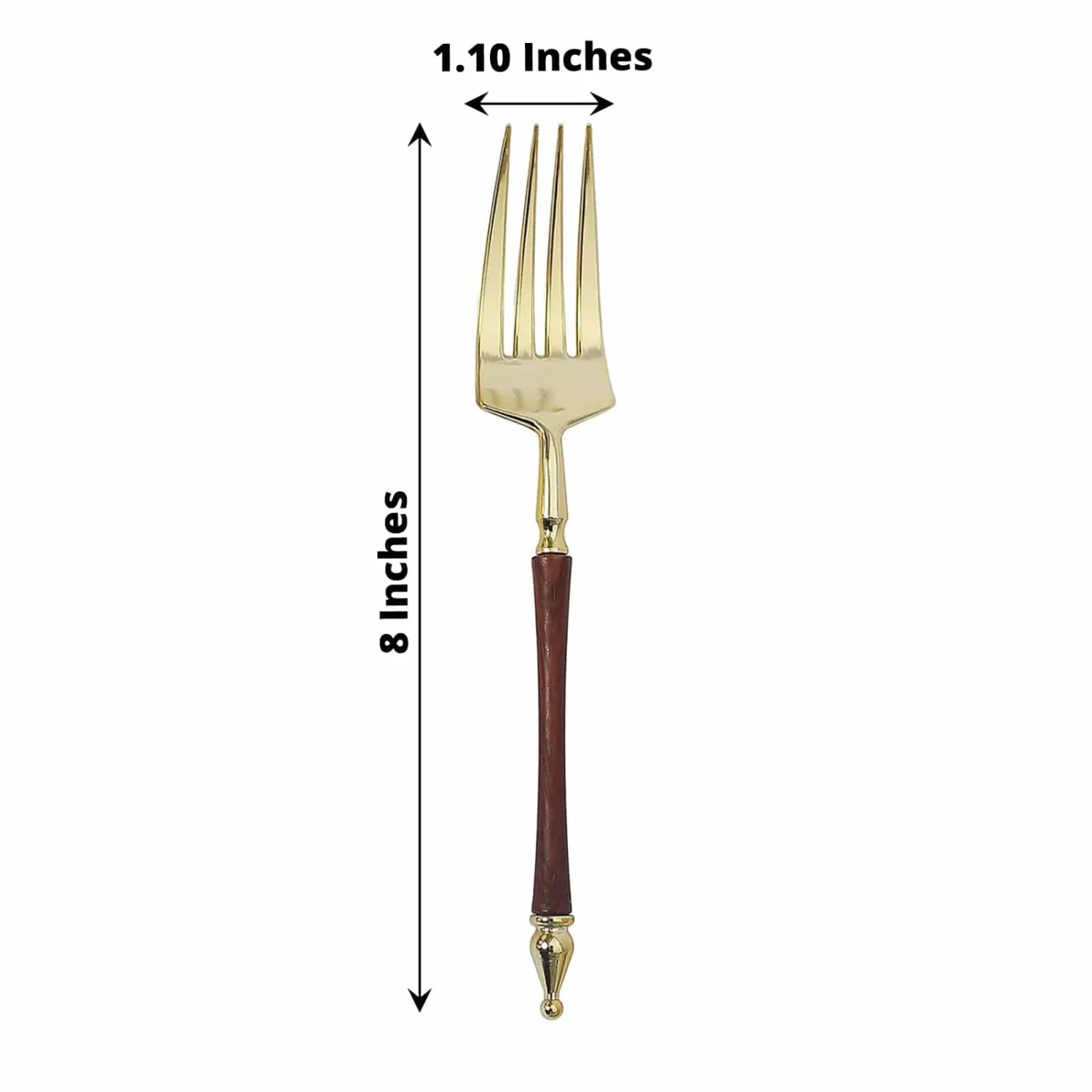 24 Gold With Brown 8 In Disposable Plastic Forks With Roman Column Handle - Image 4