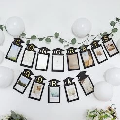 5.5 Feet Black And Gold Congrats Grad Paper Hanging Graduation Party Garland