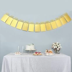 5.5 Feet Gold Baby Month Milestone Paper Hanging 1st Birthday Party Garland