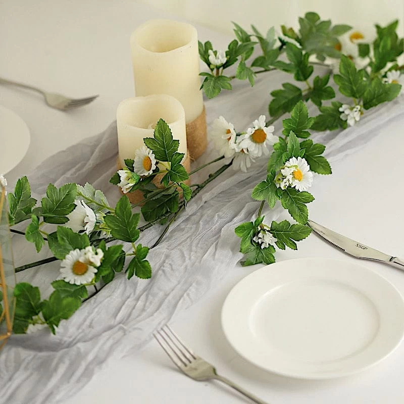 5 Feet Silk Daisy Flowers Garland With Magnolia Leaves Hanging Vine - Image 6