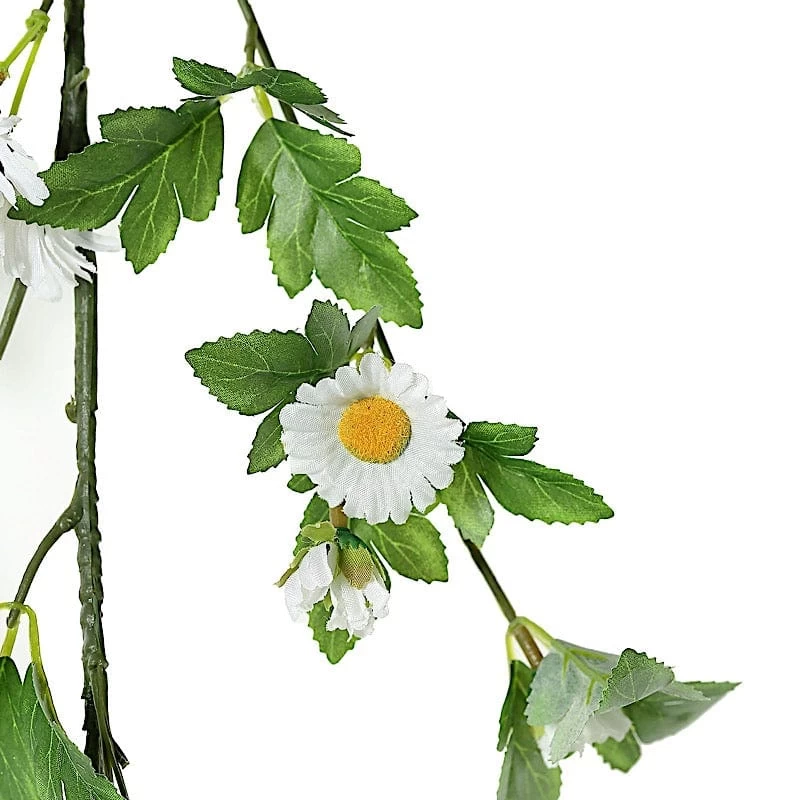 5 Feet Silk Daisy Flowers Garland With Magnolia Leaves Hanging Vine - Image 8