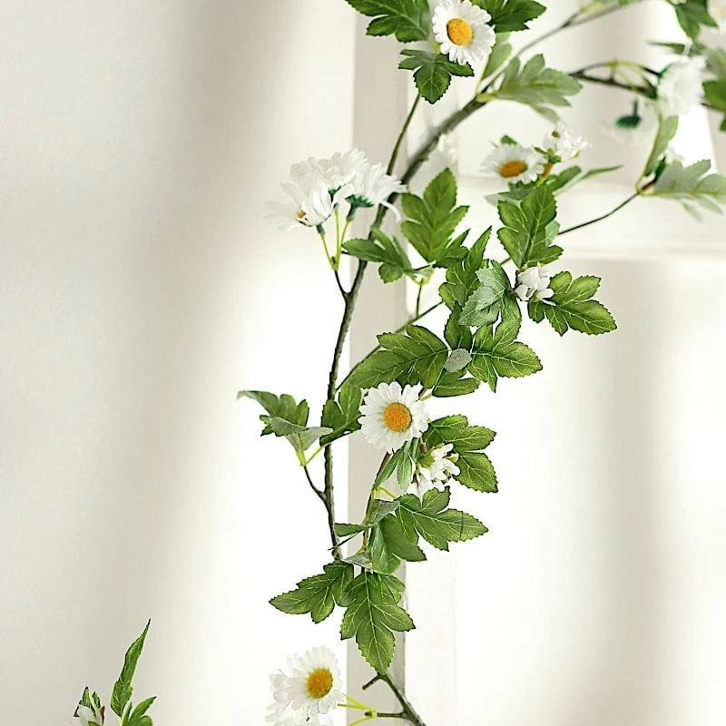 5 Feet Silk Daisy Flowers Garland With Magnolia Leaves Hanging Vine - Image 9