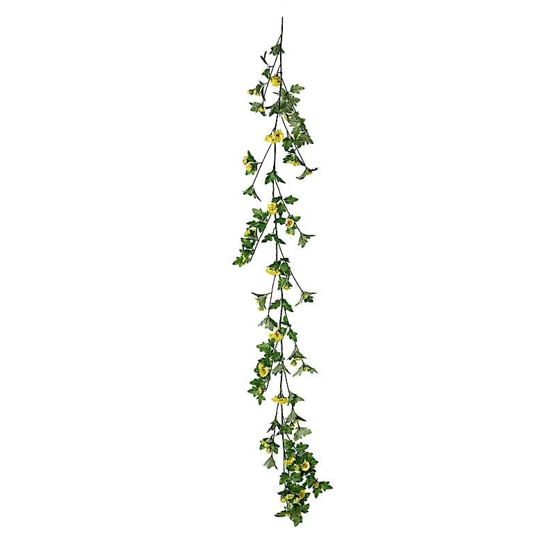 5 Feet Silk Daisy Flowers Garland With Magnolia Leaves Hanging Vine - Image 14