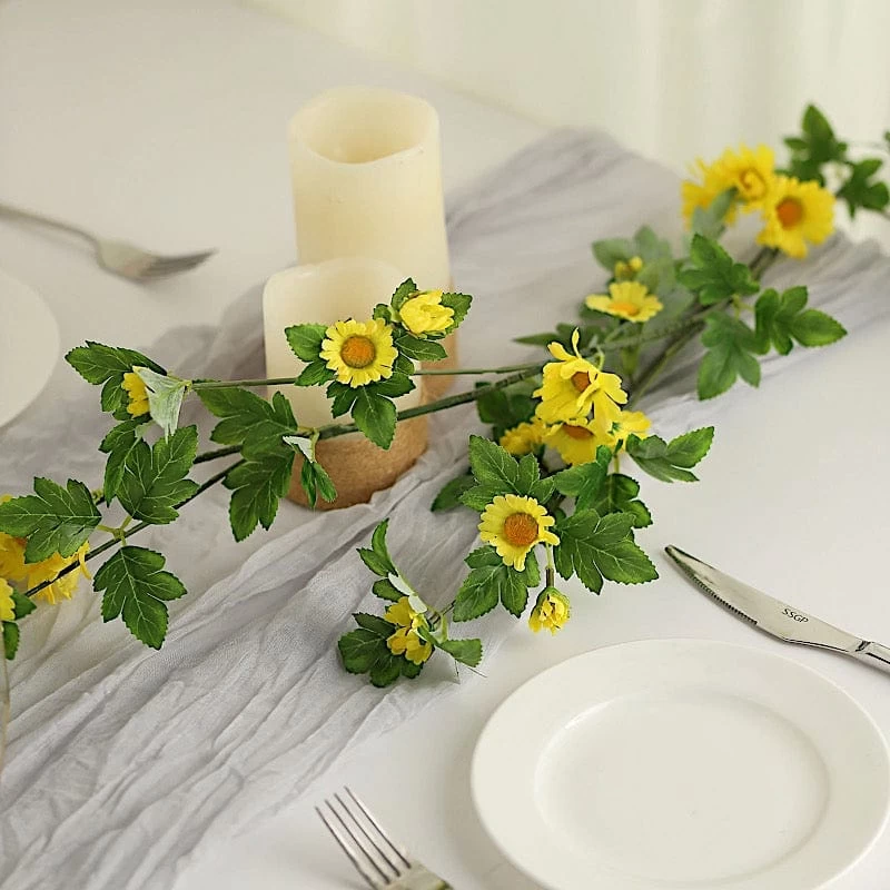5 Feet Silk Daisy Flowers Garland With Magnolia Leaves Hanging Vine - Image 15