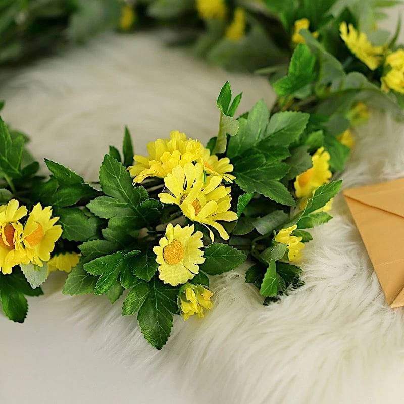 5 Feet Silk Daisy Flowers Garland With Magnolia Leaves Hanging Vine - Image 16