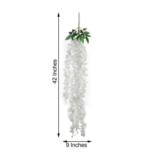 5 Strands 42" Tall Hanging Artificial Wisteria Flowers Vine Garland Plant - Image 13