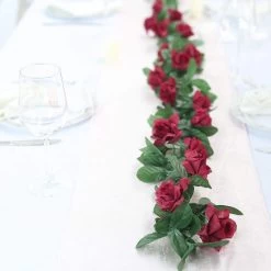6 Feet 3D Chain Garland With Silk Roses