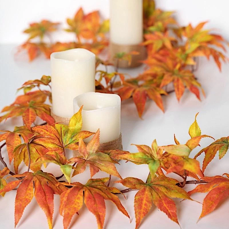 70 In Artificial Fall Maple Leaf Garland Faux Autumn Foliage - Image 5